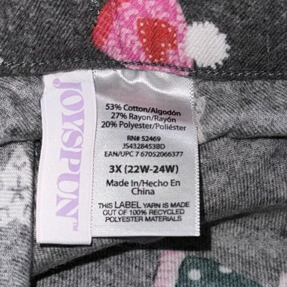 Joyspun Womens Pajama Pants 3X Holiday Hat Print Gray Soft & Cozy - Picture 6 of 8